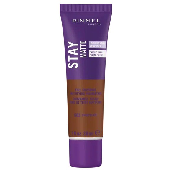 Rimmel London 603 Chocolate Stay Matte Foundation 1 fl oz 30 mL Full Coverage NW - Picture 2 of 4